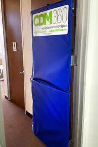 CDM360 uses Mat-A-Doors® to protect main building entrance doors, reception room doors and elevator entrances from being damaged.
