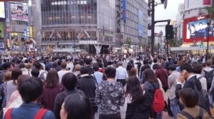 Japan has 100 million people in a country that’s smaller than California. When the crosswalk light turned from red to green, this is what we experienced!