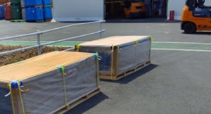 So many pallets of Polynite® were being prepared for shipping that they had to temporarily stage many outside.