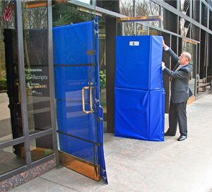 Office moving service provide protection for doors, like door pads