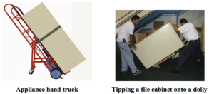 Appliance hand truck or tipping a file cabinet onto a dolly